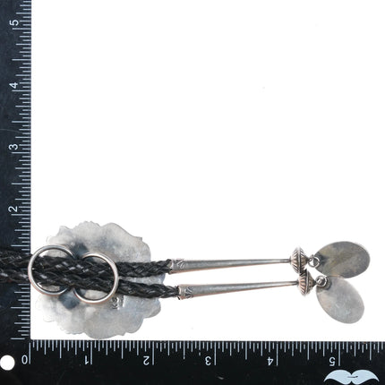 Kirk Smith Navajo Sterlng silver and turquoise bolo tie with fancy tips - Estate Fresh Austin