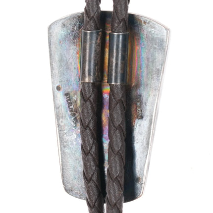 Vintage sterling silver tiger's eye channel inlay stone bolo tie - Estate Fresh Austin