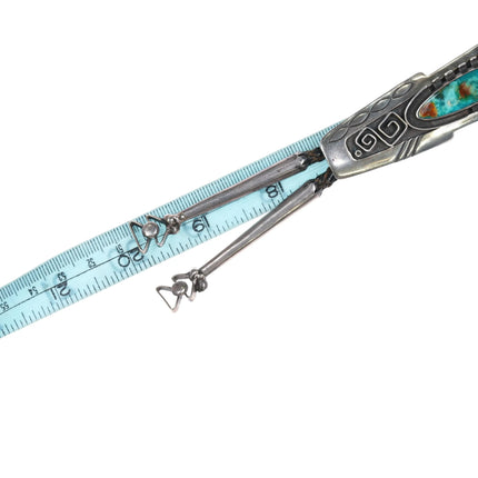 Vidal Aragon Santo Domingo Sterling silver bolo tie with high grade turquoise - Estate Fresh Austin