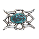 50's-60's Navajo cast sterling silver belt buckle with large turquoise stone - Estate Fresh Austin