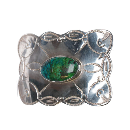 80's Sterling silver Chrysocolla Duck's Unlimited trophy belt buckle - Estate Fresh Austin