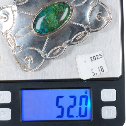 80's Sterling silver Chrysocolla Duck's Unlimited trophy belt buckle - Estate Fresh Austin