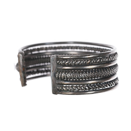 6.3" Heavy vintage Navajo twisted sterling silver wire cuff bracelet - Estate Fresh Austin