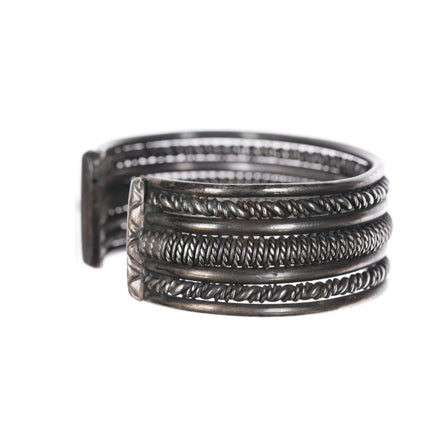 6.3" Heavy vintage Navajo twisted sterling silver wire cuff bracelet - Estate Fresh Austin