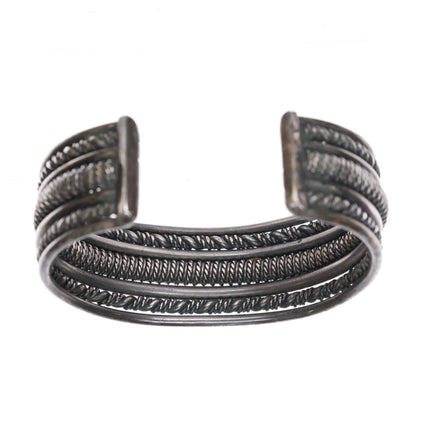 6.3" Heavy vintage Navajo twisted sterling silver wire cuff bracelet - Estate Fresh Austin