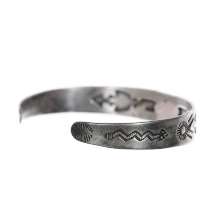 6.2" c1940 Fred Harvey Sterling silver snakes, arrows turquoise cuff bracelet - Estate Fresh Austin