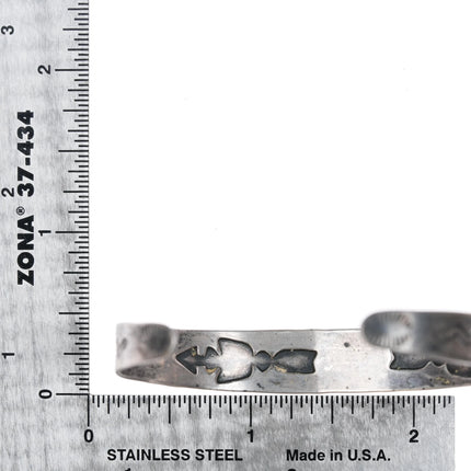 6.2" c1940 Fred Harvey Sterling silver snakes, arrows turquoise cuff bracelet - Estate Fresh Austin