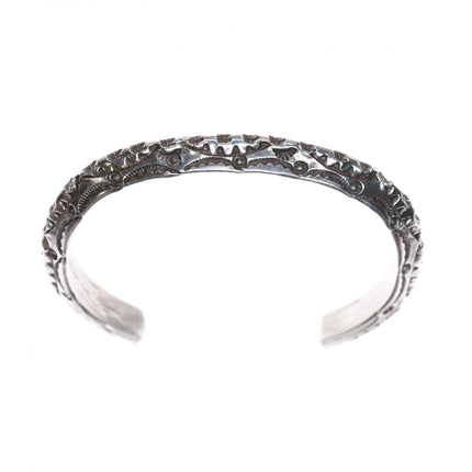 6.5" Deep stamped Navajo sterling silver carinated cuff bracelet - Estate Fresh Austin