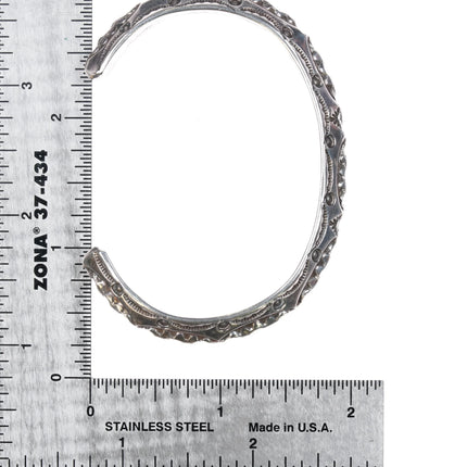 6.5" Deep stamped Navajo sterling silver carinated cuff bracelet - Estate Fresh Austin