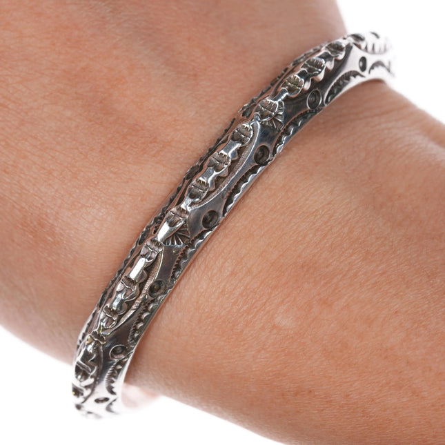 6.5" Deep stamped Navajo sterling silver carinated cuff bracelet - Estate Fresh Austin