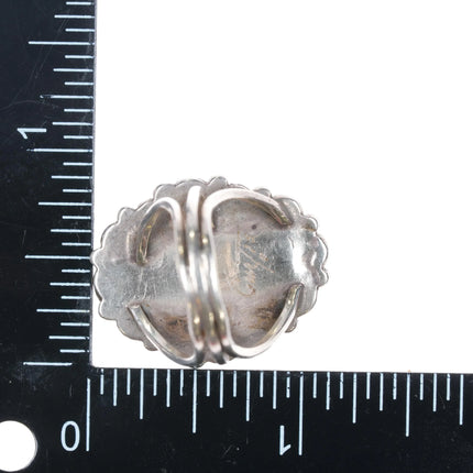 sz6.75 Thomas Curtis Navajo turquoise cluster border sterling silver ring - Estate Fresh Austin