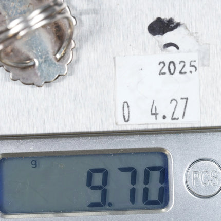 sz6.75 Thomas Curtis Navajo turquoise cluster border sterling silver ring - Estate Fresh Austin