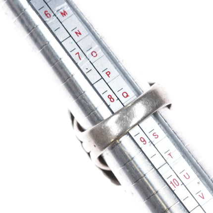 sz8.5 40's-50's Navajo triangular sterling silver ring w/large turquoise - Estate Fresh Austin