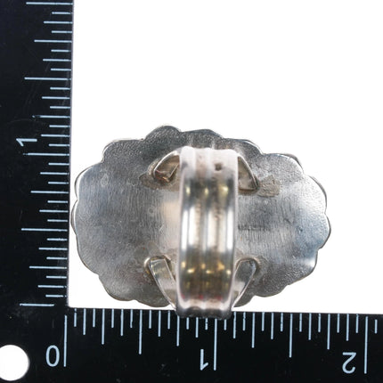 sz15.5+ Large Navajo sterling silver pyrite turquoise ring ME - Estate Fresh Austin