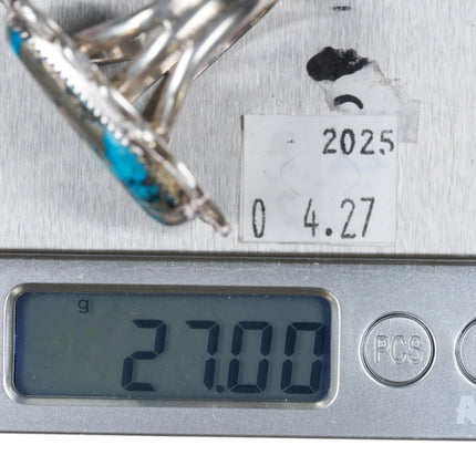 sz15.5+ Large Navajo sterling silver pyrite turquoise ring ME - Estate Fresh Austin