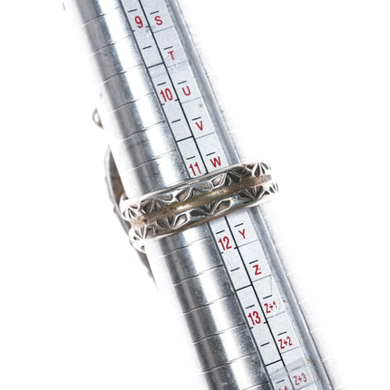 sz11.5 c1970's CD Navajo sterling silver foot shaped ring with large turquoise - Estate Fresh Austin