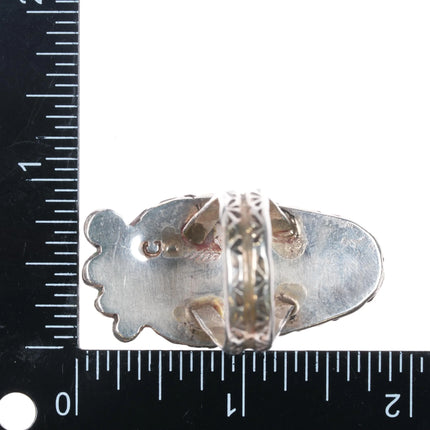 sz11.5 c1970's CD Navajo sterling silver foot shaped ring with large turquoise - Estate Fresh Austin