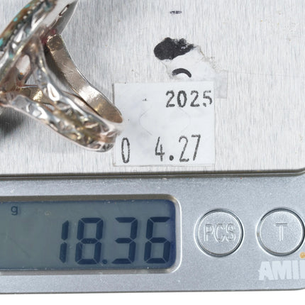 sz11.5 c1970's CD Navajo sterling silver foot shaped ring with large turquoise - Estate Fresh Austin