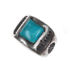 sz5 Vintage Navajo sterling silver and turquoise deep stamped signet ring - Estate Fresh Austin