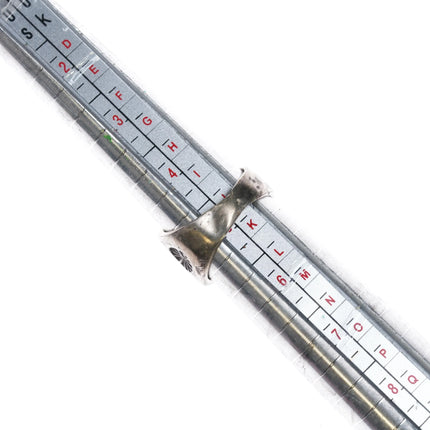 sz5 Vintage Navajo sterling silver and turquoise deep stamped signet ring - Estate Fresh Austin