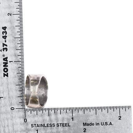 sz5 Vintage Navajo sterling silver and turquoise deep stamped signet ring - Estate Fresh Austin