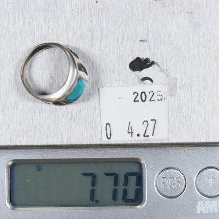 sz5 Vintage Navajo sterling silver and turquoise deep stamped signet ring - Estate Fresh Austin