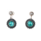 c1940's Fred Harvey Era Sterling silver screw back earrings with nice turquoise - Estate Fresh Austin