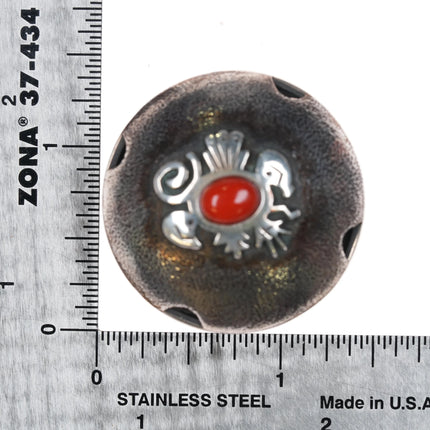 Kee Yazzie Navajo sterling silver Mediterranean red coral seed pot/pendant - Estate Fresh Austin
