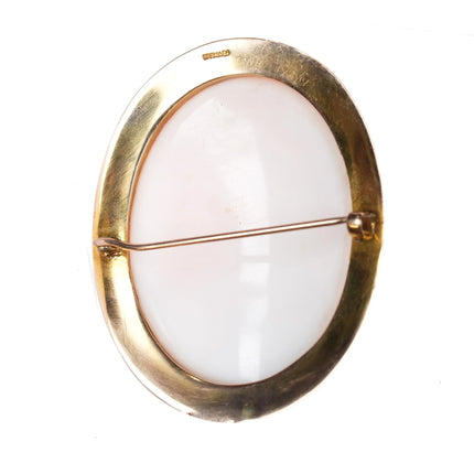 c1900 Syman Bros. Denver CO 14k gold high relief pink shell cameo brooch pin - Estate Fresh Austin