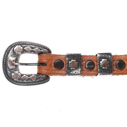 1940's Mexican 935 Sterling silver 10k gold ranger belt buckle set - Estate Fresh Austin