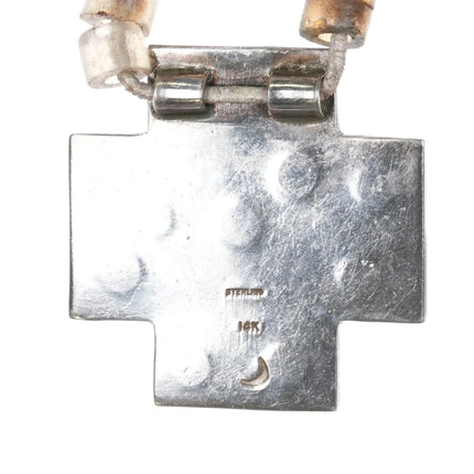 Large 90's Santa Fe 14k/ sterling silver cross pendant glass handmade beads - Estate Fresh Austin