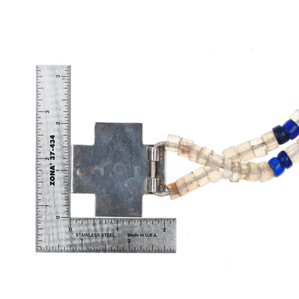 Large 90's Santa Fe 14k/ sterling silver cross pendant glass handmade beads - Estate Fresh Austin