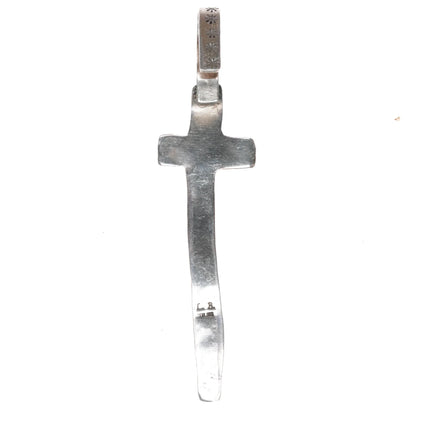 90's LB Southwestern hand stamped sterling silver cross pendant - Estate Fresh Austin