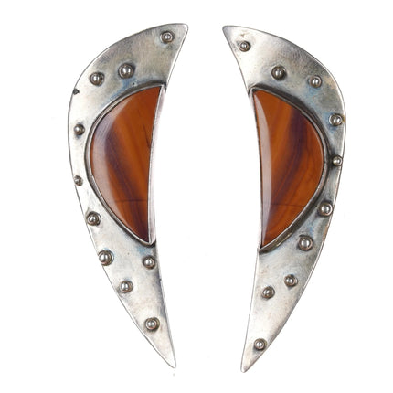 Victoria Maase Stoll Large Sterling Jasper long earrings - Estate Fresh Austin