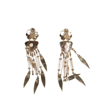 90's Tabra gilt sterling silver dangly glass beaded earrings - Estate Fresh Austin