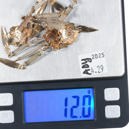 90's Tabra gilt sterling silver dangly glass beaded earrings - Estate Fresh Austin