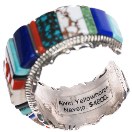 6.5" Alvin Yellowhorse Navajo Multi-mine turquoise sterling silver cuff bracelet - Estate Fresh Austin