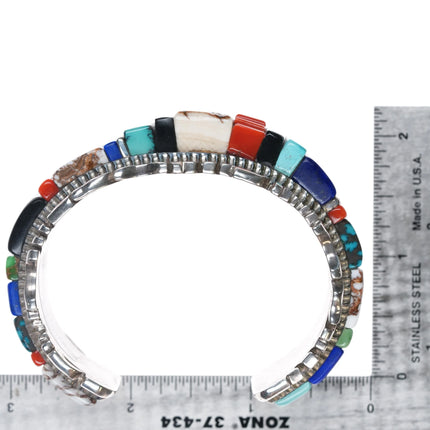 6.5" Alvin Yellowhorse Navajo Multi-mine turquoise sterling silver cuff bracelet - Estate Fresh Austin