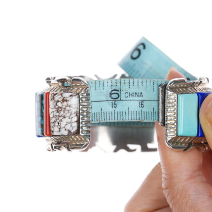 6.5" Alvin Yellowhorse Navajo Multi-mine turquoise sterling silver cuff bracelet - Estate Fresh Austin