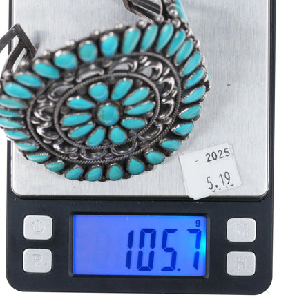 7.35" 1950's Fannie W Ondelacy big Zuni turquoise sterling silver cuff bracelet - Estate Fresh Austin
