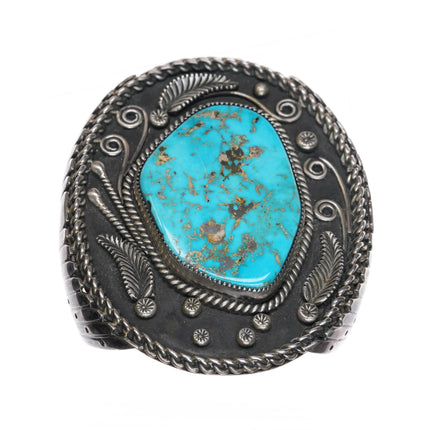 6.8" Walter Mitchell Navajo Vintage Sterling silver turquoise cuff bracelet - Estate Fresh Austin