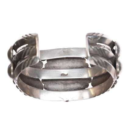 6.5" c1950 Fred Thompson Navajo sterling silver cluster turquoise cuff bracelet - Estate Fresh Austin