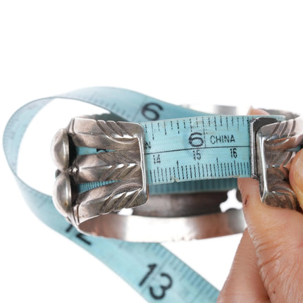 6.5" c1950 Fred Thompson Navajo sterling silver cluster turquoise cuff bracelet - Estate Fresh Austin