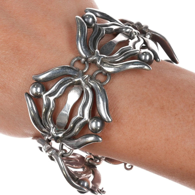 Heavy Retro Rancho Alegre Mexican Modernist sterling silver bracelet/necklace - Estate Fresh Austin