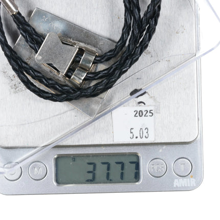 c1980's Emery Ohmsatte zuni sterling silver intarsia inlay bolo tie - Estate Fresh Austin