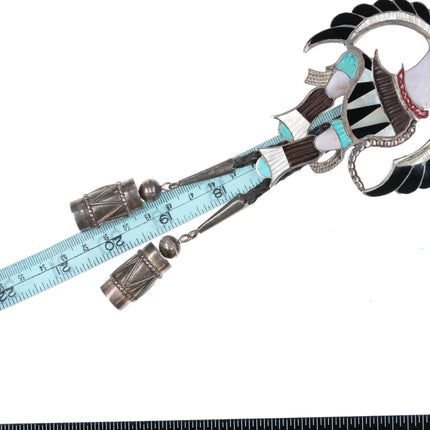 c1960 c-31 Huge Edward A Beyuka Zuni Eagle Dancer bolo tie sterling silver - Estate Fresh Austin