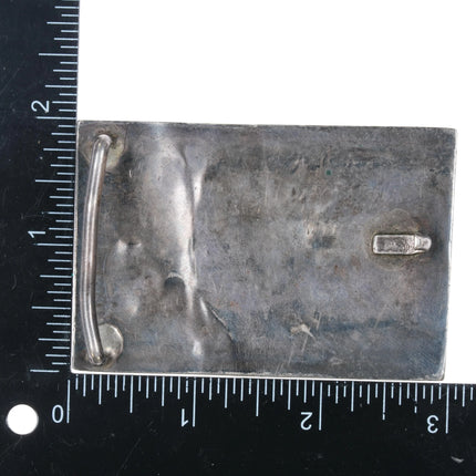 1960's Navajo sterling silver 4 stone turquoise belt buckle - Estate Fresh Austin