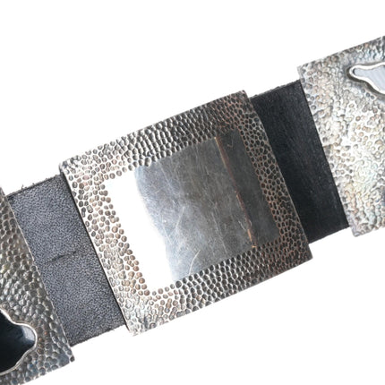 Hammered sterling silver onyx farm animals hatband - Estate Fresh Austin