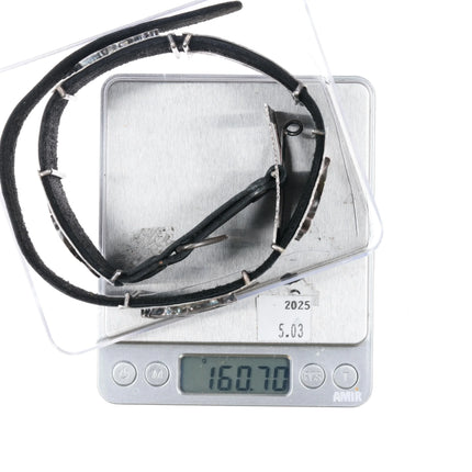 Hammered sterling silver onyx farm animals hatband - Estate Fresh Austin