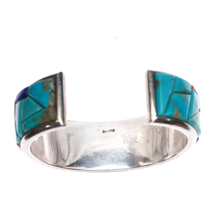 7.25" Rey M Southwestern Sterling silver Cobblestone turquoise cuff bracelet - Estate Fresh Austin